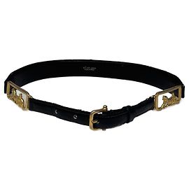 Céline Schwarzer Leder-Gürtel mit Vintage Celine Paris Wagenlogo Schwarz
