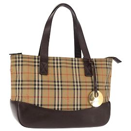 Bolsa Tote em lona e couro com estampa Nova Check da Burberry Bege