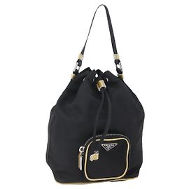 Prada Duet Zugbeutel Tasche Tessuto Klein Schwarz
