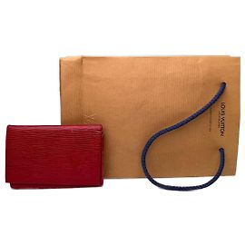 Vintage Louis Vuitton EPI Leather Card Holder Red Red