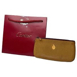 Porta tarjetas de cuero Cartier vintage amarillo Amarillo