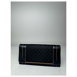 Céline Vintage Celine Paris Monogram Leather Wallet Black Black