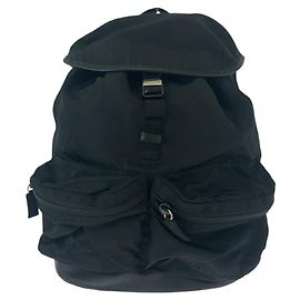 Prada Nylon Tessuto Logo Backpack Black
