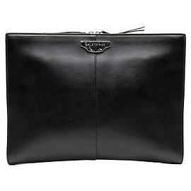 Clutch de couro com logo Balenciaga Preto