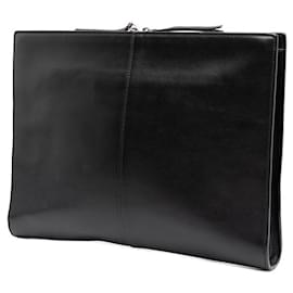 Balenciaga-Balenciaga Logo Leather Clutch Bag-Black