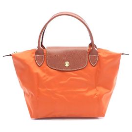 Bolsa Tote Le Pliage S em lona e couro Longchamp Marrom