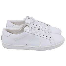 Tênis SL/01 Baixos Saint Laurent em Couro de Bezerro Branco Branco Cru