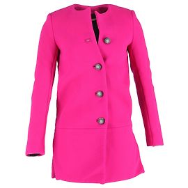 Balenciaga Single-Breasted Peacoat in Pink Wool Pink
