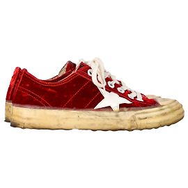 Baskets Golden Goose V Star 2 Basses en Velours Rouge Rouge