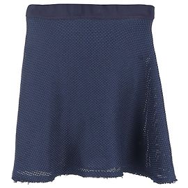 Jupe Mini A-Line en Polyester Bleu Marine avec Accent en Maille Sandro Bleu Bleu Marine