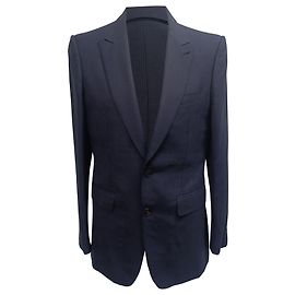 Burberry Single-Breasted Blazer and Trousers Set in Navy Blue Wool Blue Navy blue