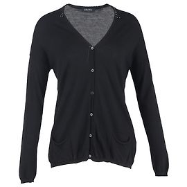 Schwarzer Wollcardigan mit verzierten Knöpfen S Max Mara Schwarz