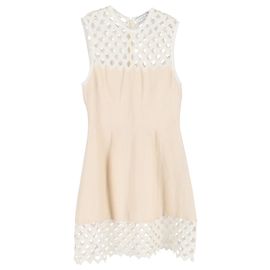 Sandro Rita Strick Mini Kleid aus Creme Baumwolle Weiß Roh