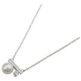 Colar Tasaki Petit Balance Class K18WG com pérolas Akoya e diamantes Branco