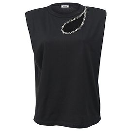 Camiseta de algodão preta Sandro com gota de strass Preto