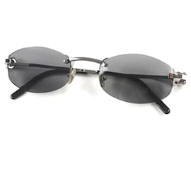 Cartier-Óculos de sol sem armação Cartier 2C Two-Point-Prata,Metálico