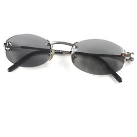 Cartier 2C Two-Point randlose Sonnenbrille Silber Metallisch