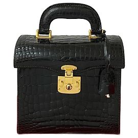 Bolsa de mão em couro de crocodilo Gucci Lady Lock Preto