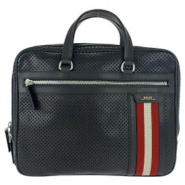 Bally Leather Punching Briefcase Black