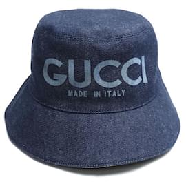 Gucci-Chapéu bucket em denim laser Gucci-Azul