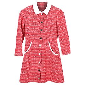 Maje Tweed Pattern Mini Dress in Red Cotton Red