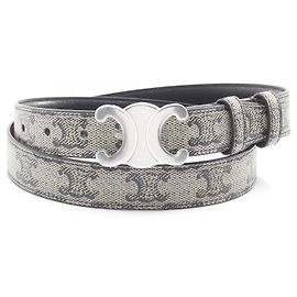 Céline Celine Triomphe PVC Coated Canvas Belt White