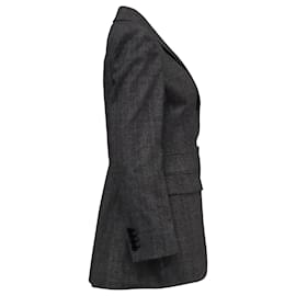 Alexander Mcqueen- Alexander Mcqueen Single-Breasted Tweed Blazer with Pockets in Grey Wool-Grey