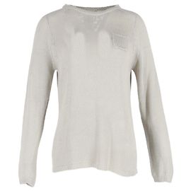 Pull en lin gris à col rond Max Mara Gris