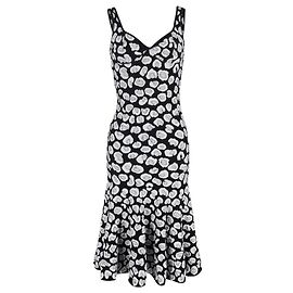 Alaïa Leopard-Jacquard-Strick-Midikleid aus schwarzer und weißer Viskose Schwarz
