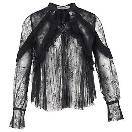 Self portrait Selbstporträt Rüschenspitze Bluse aus schwarzem Polyester Schwarz