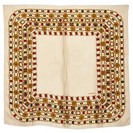 Seidenschal mit Chanel-Muster Braun Beige