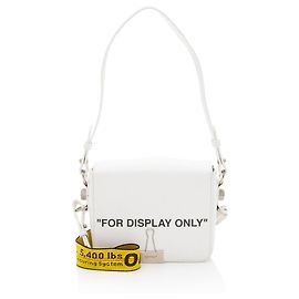 Off White Bolsa de ombro em couro com clipe de pasta Off-White Branco