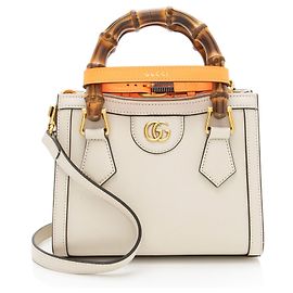 Gucci Pelle Borsa Mini Tote Diana in Bambù Bianco
