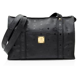 MCM Vintage Visetos Medium Shopper Tote Black