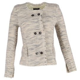 Isabel Marant Laure Woven Jacket in Ecru Virgin Wool White Cream