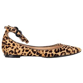 Gianvito Rossi Leopard-Print Ankle Strap Ballet Flats in Beige Pony Hair Beige