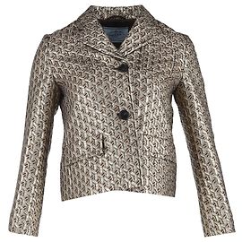 Einreihiger Blazer aus metallisch goldenem Polyester von Prada Golden Metallisch