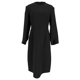 Abito midi a maniche lunghe con spacco in lana nera Jil Sander Nero