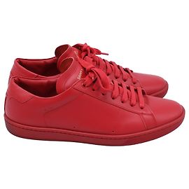 Tênis SL/01 Baixo Saint Laurent em Couro de Bezerro Vermelho Vermelho