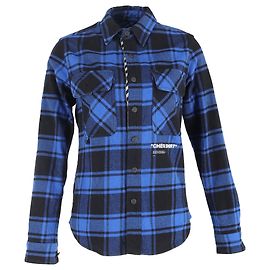 Off White  Off-White Check-Print Button-Down Long Sleeve Shirt in Blue Cotton Blue