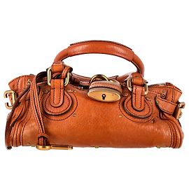 Chloé Medium Paddington Tasche aus braunem Leder Braun Rot