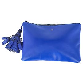 Pochette à franges Georgiana d'Anya Hindmarch en cuir bleu Bleu