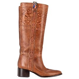 Valentino Garavani Santeria Knee Boots In Brown Leather Brown