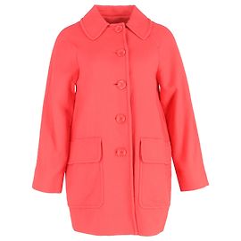 Moschino Single-Breasted Coat wit Pockets in Coral Wool Orange Coral