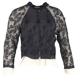 Giacca con zip Dries Van Noten in seta nera Nero