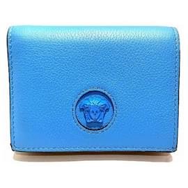 Versace-Carteira bifold de couro Versace-Azul