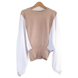 Autre Marque SILVIAN HEACH Knit Combo Dolman Pullover White Beige