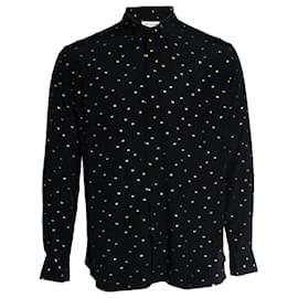 Saint Laurent-Saint Laurent, Black shirt with gold lurex print-Black