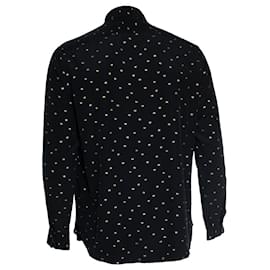 Saint Laurent-Saint Laurent, Black shirt with gold lurex print-Black