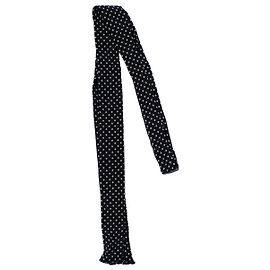Sciarpa in seta nera a pois Saint Laurent Nero Bianco
